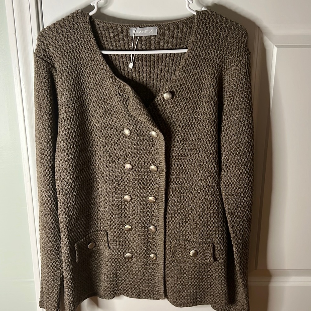 Dark brown crocheted blazer